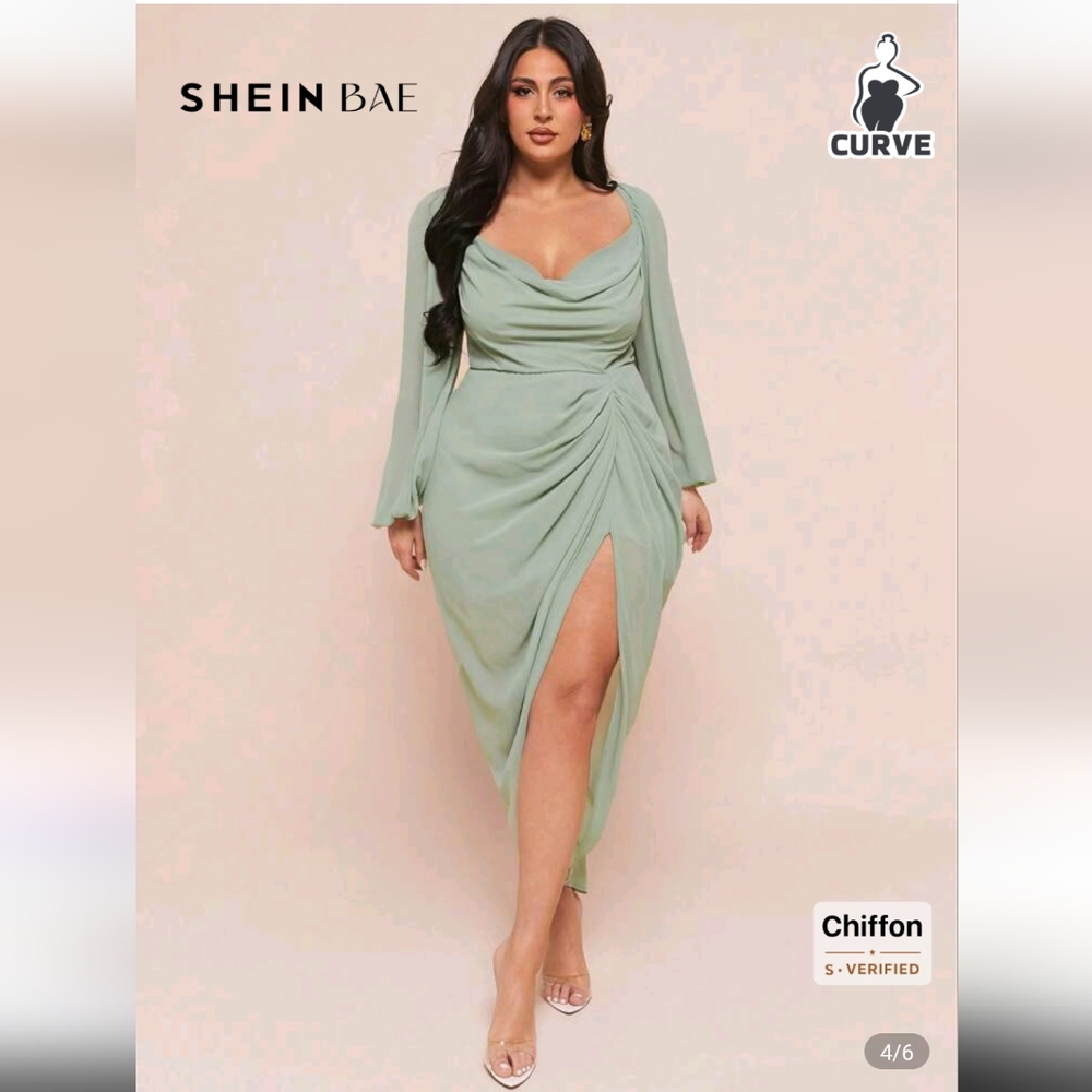 SHEIN BAE Asymmetrical Green Dress